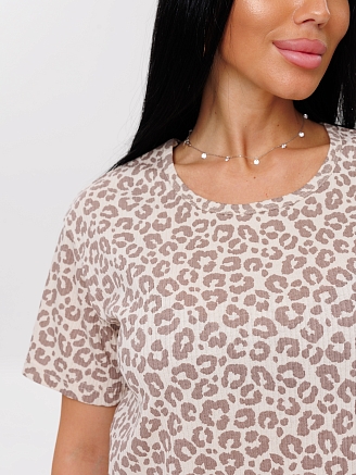 Женская пижама П-60(Каш) / Бежевый (леопард)