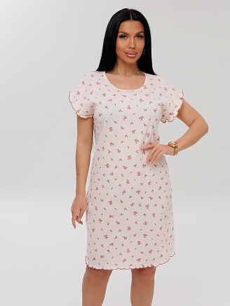 Женская сорочка Сор-107(Каш) / Песочный (цветы)