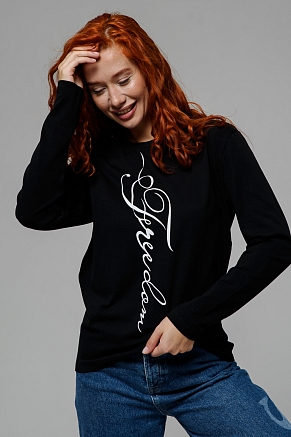 Женский лонгслив 8513 / черный+freedom