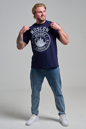 Мужская футболка 8503/1 / темно-синий+Москва