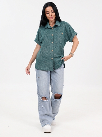 Женский жакет ЛЁН ЖК-62-РУБ / Зеленый