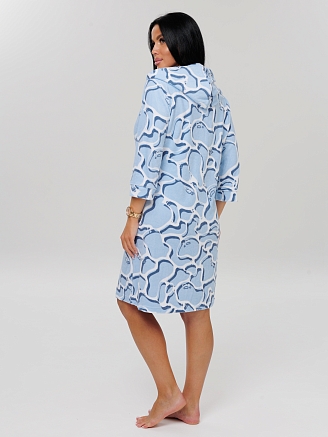 Женский халат Х-77(М) / Голубой (узоры)