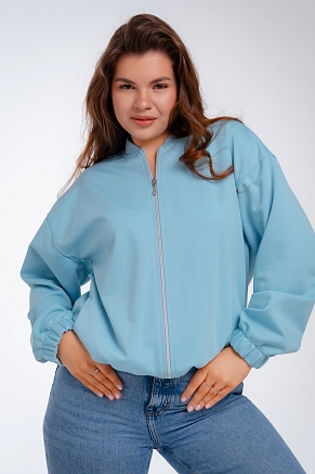 Женский бомбер из коттон фита аквамарин