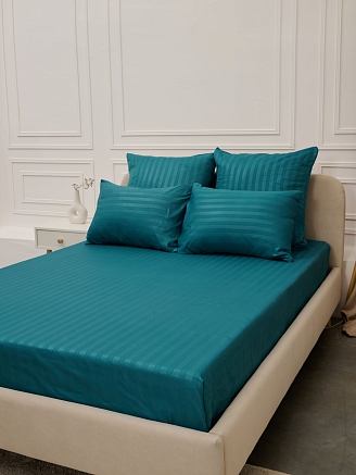 Простыня микрофибра-страйп / Морская волна