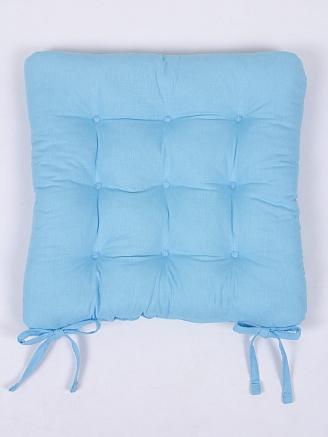 Комплект подушек на стул с завязками (бязь) 2 шт. / Ярко-голубой
