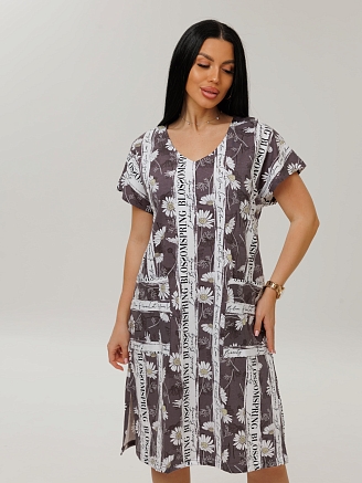 Женская туника Т-207(К) / Какао (цветы)