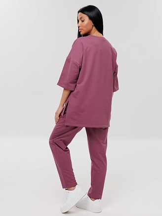 Женский костюм К-191(Фут) / Брусничный (надписи)