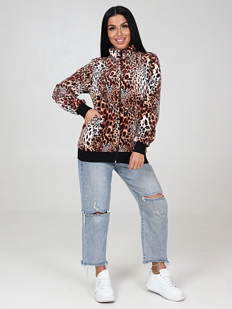 Женская толстовка ТВФ-305 / Леопард коричневый