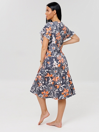 Женский халат Х-98(К) / Серый (цветы)