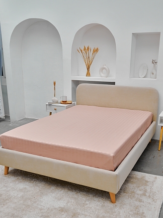 Простыня микрофибра-страйп / Пудра