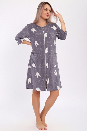 Женский халат 513 / Зайцы, графит