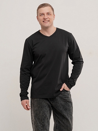 Лонгслив мужской "Вольт" арт.мк1283с /  Чёрный