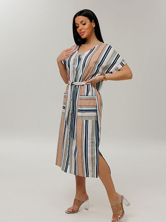 Женский халат Х-102(К) / Бежевый (полосы)