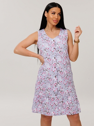 Женский халат Х-164(К) / Серый (цветы)