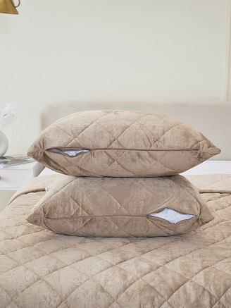 Набор покрывало и чехлы на подушку Кристалл / Бежевый