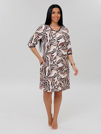 Женский халат Х-86(М) / Коричневый (узоры)