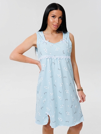 Женская сорочка Сор-15(К) / Нежно голубой (цветы)