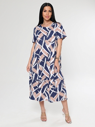 Женское платье Бохо ПлК-2965 / Бежевые мазки