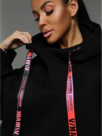 Женское худи Камелия / Черный собачка