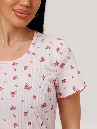 Женская сорочка Сор-106(Каш) / Светло-розовый (мелкие цветы)