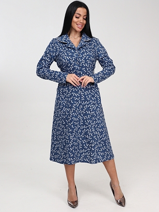 Женское платье ПлК-325 / Белый лист на синем