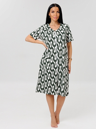 Женский халат Х-75(К) / Зеленый (узоры)