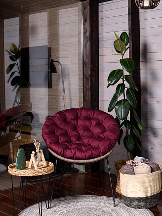 Круглая подушка для подвесных качелей/кресла РО80 / Бордовый