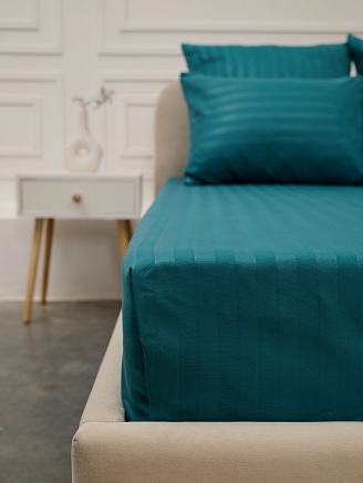 Простыня микрофибра-страйп / Морская волна