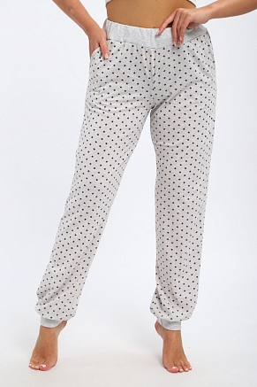 Брюки женские из кулирки на манжете / Звезды на сером