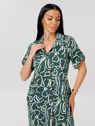 Женский халат Х-105(К) / Зеленый (узоры)