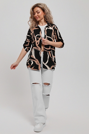 Женская рубашка 53030 / черно-бежевый