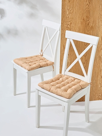 Комплект подушек на стул с завязками (бязь) 16т. / Бежевый