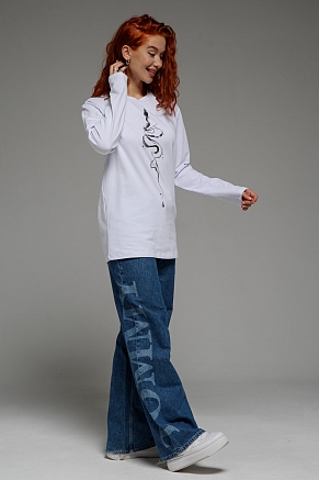 Женский лонгслив 8516 / белый+змея