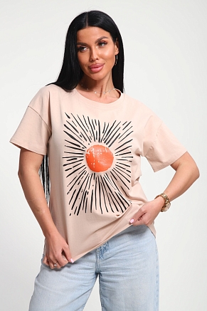 Женская футболка 85658 / бежевый