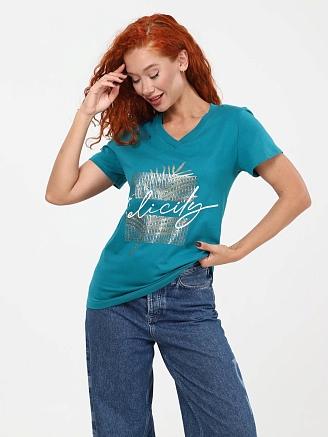 Женская футболка Колеус / петроль