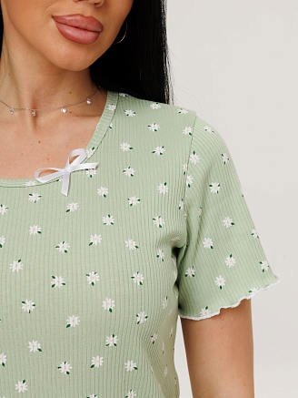 Женская пижама П-97(Каш) / Фисташковый (цветы)