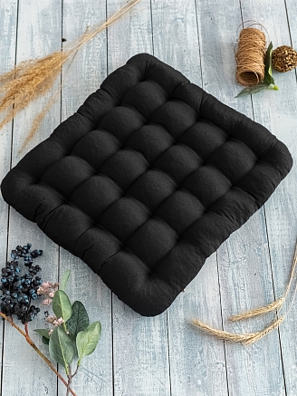 Подушка на стул с гречневой лузгой / Черный