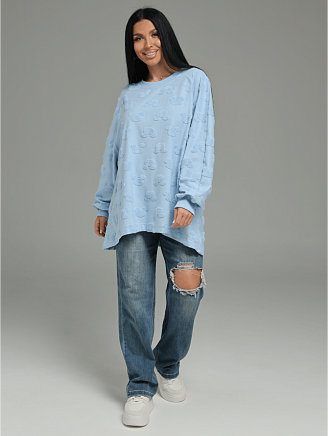 Женский свитшот Ребека / Махра Микки голубой