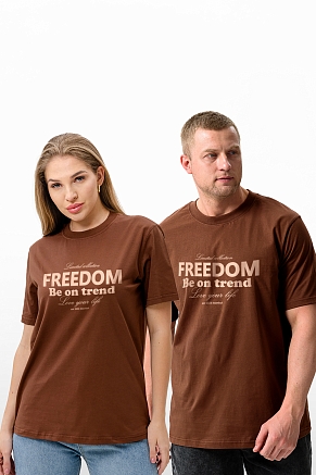 Мужская футболка 8503/1 / коричневый+Свобода