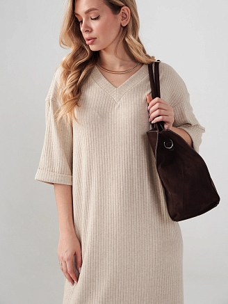 Женское платье "Ангора" 2418-Л / Бежевый