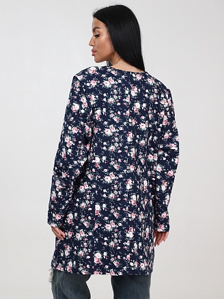 Женский кардиган МАКСИ КрФ-400 / Букет на темно-синем