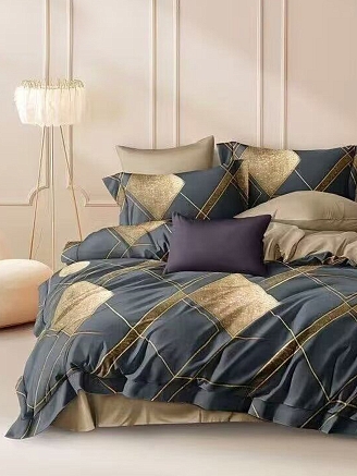 Постельное белье поплин люкс / Золотые ромбы