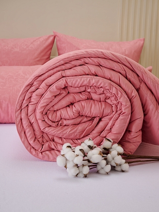 Одеяло всесезонное "Лебяжий пух" микрофибра Узор / Розовое