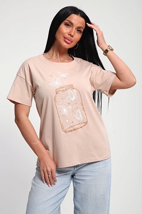 Женская футболка 85657 / бежевый