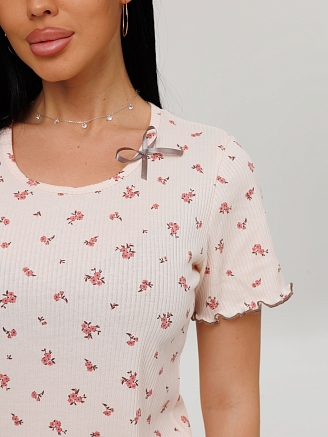 Женская пижама П-97(Каш) / Кремовый (цветы)