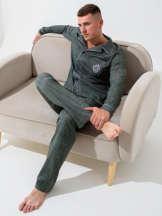 Мужская пижама "Вояж" (классическая) 1728-К / Зеленый