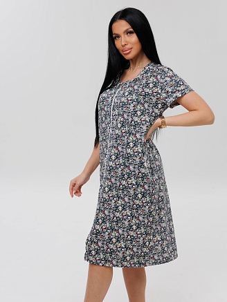 Женский халат Х-95(К) / Серо-зеленый (мелкие цветы)