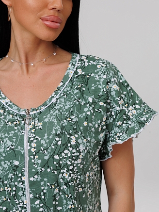 Женский халат Х- 98(К) / Зеленый (мелкие цветочки)