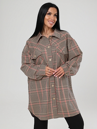 Женский жакет макси ЖФ-53 / Клетка бежевая