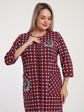Женский халат Клетка 525 / Синий, красный